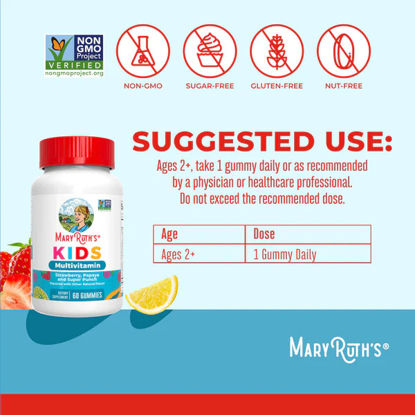 Mary Ruth's Kids Multivitamin Gummies información nutricional