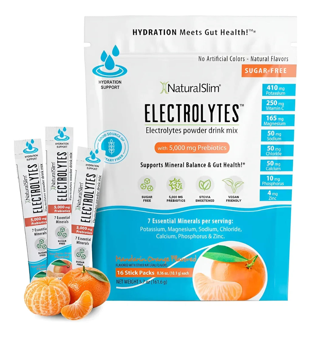 NaturalSlim Electrolitos sabor mandarina prebioticos 7 minerales hidratacion