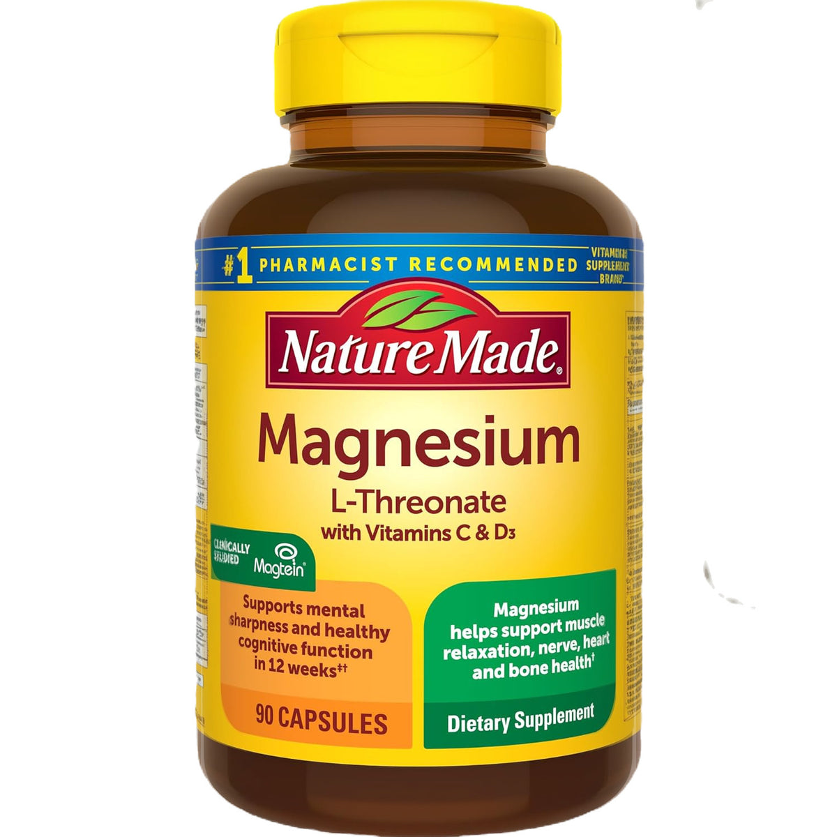 Nature Made L-Treonato de Magnesio con Vitamina C + D3