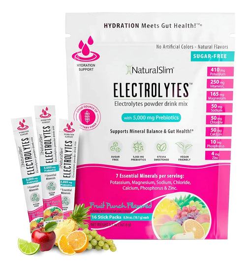 NaturalSlim Electrolitos sabor fruit punch prebioticos 7 minerales hidratacion