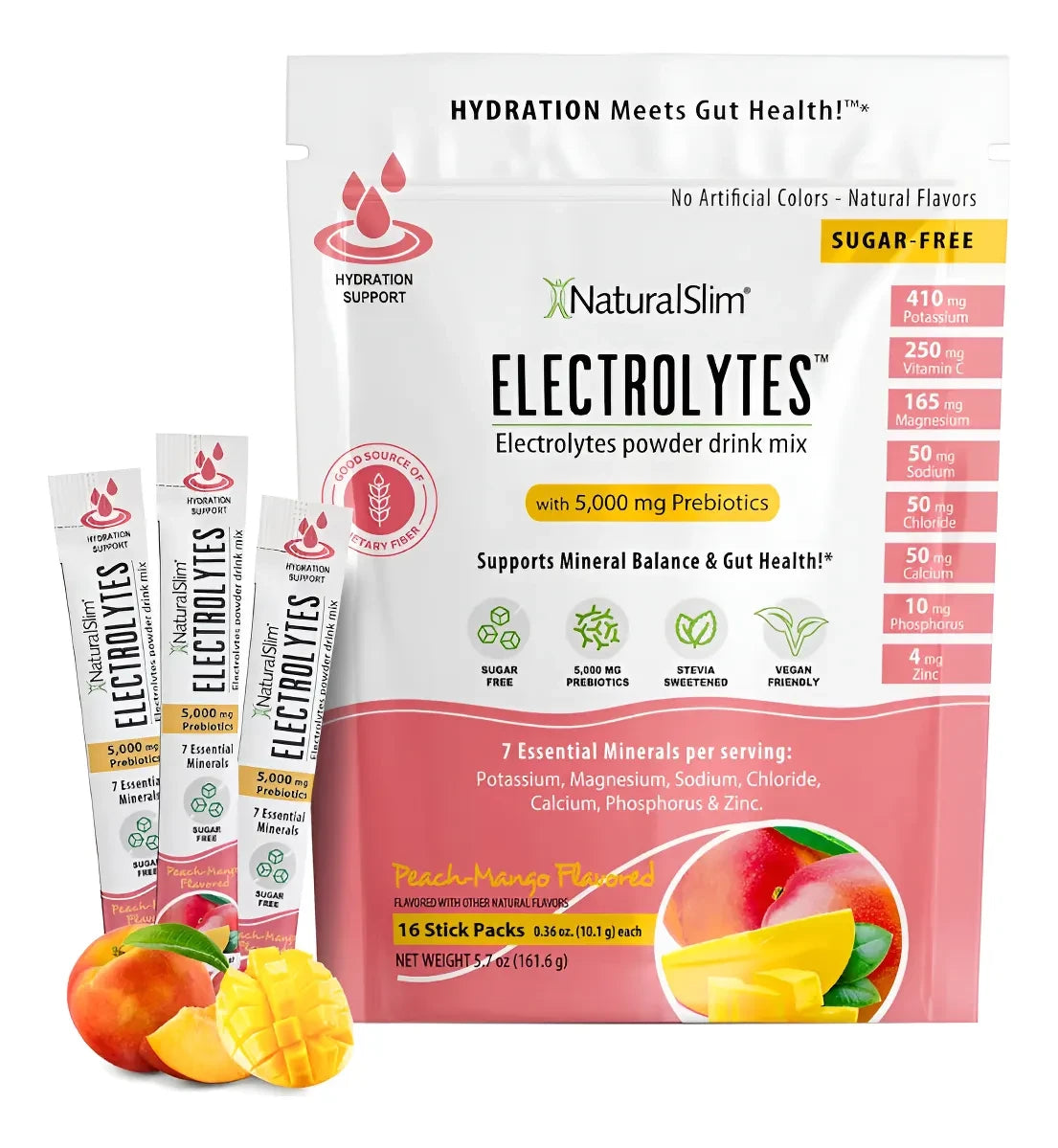 NaturalSlim Electrolitos sabor mango pera prebioticos 7 minerales hidratacion