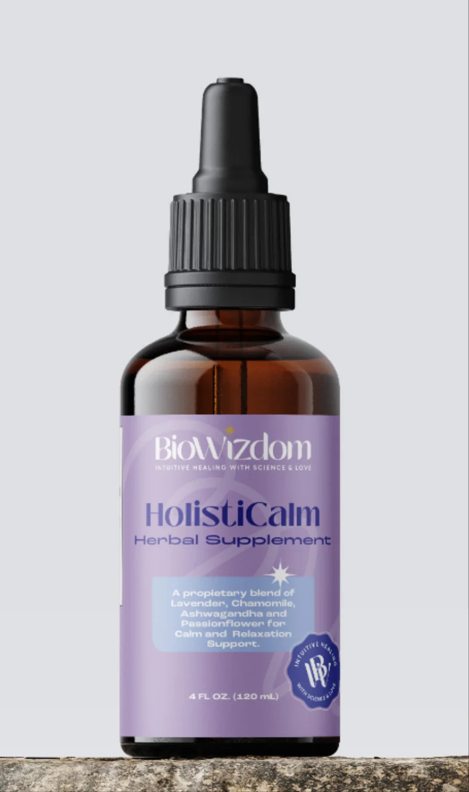HolistiCalm BioWizdom 2oz tintura relajacion calma lavanda manzanilla niños