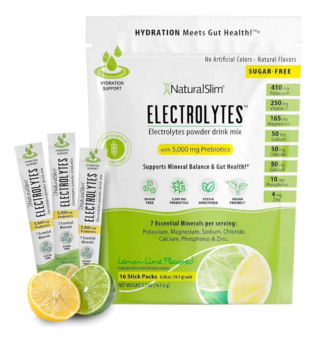 NaturalSlim Electrolitos sabor lima limon prebioticos 7 minerales hidratacion
