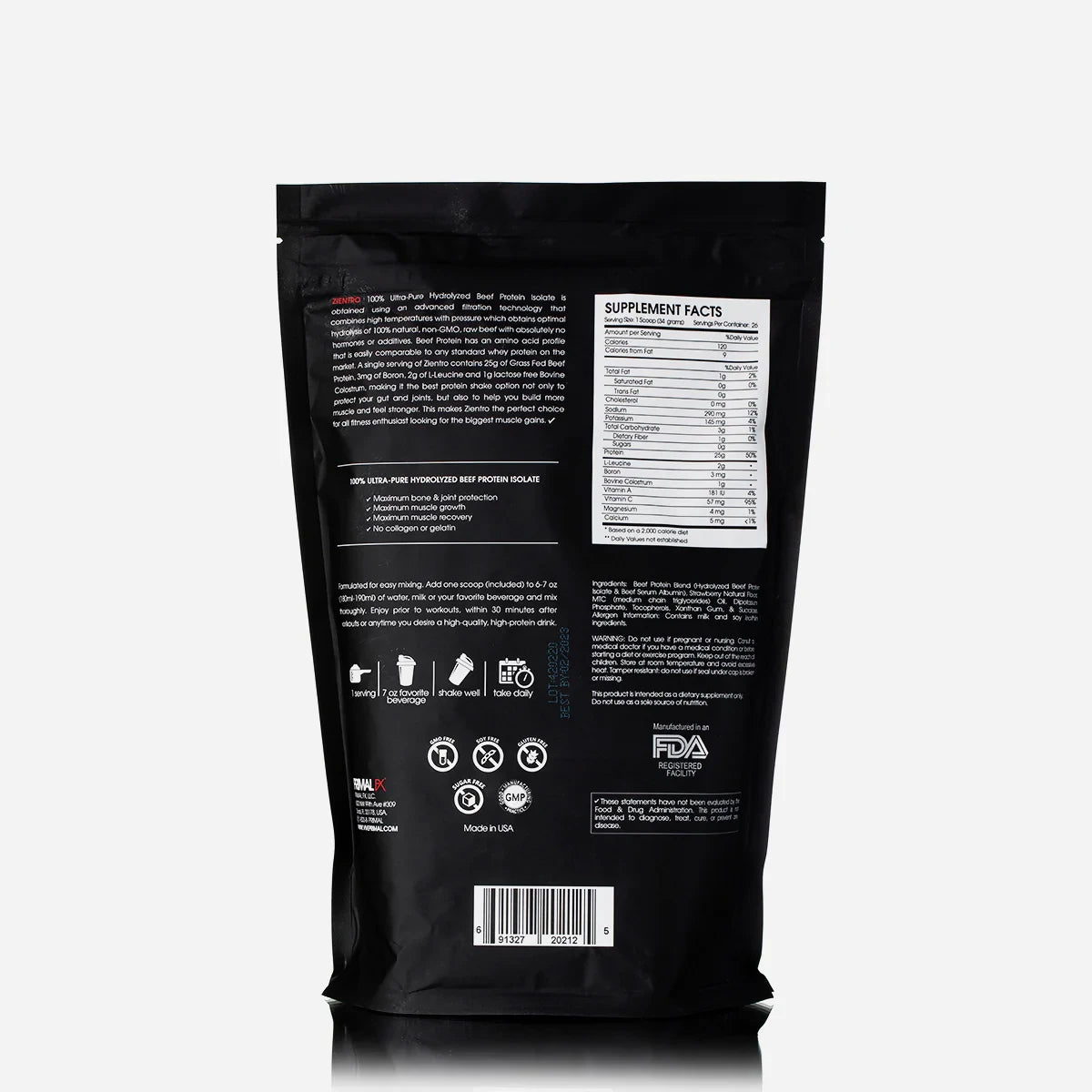 ZIENTRO batido proteico ingredientes