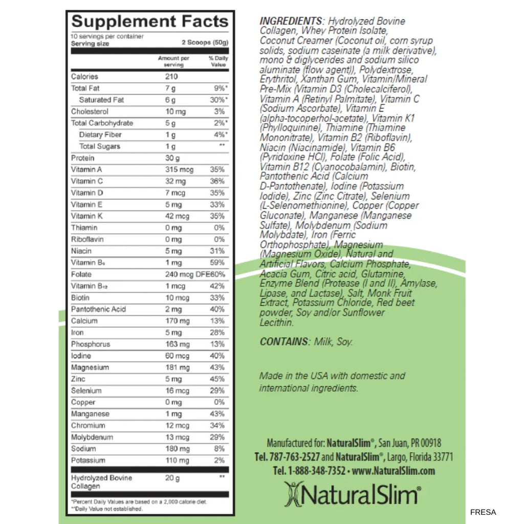 Metabolic Protein Collagen Natural Slim vainilla importado